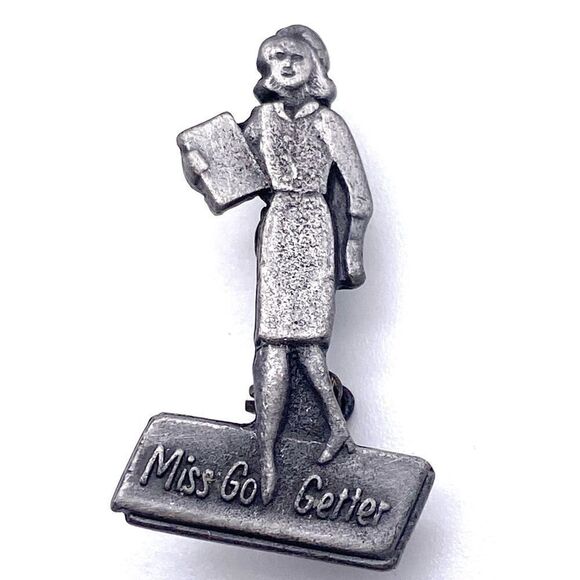 Vintage miss go getter womens liberation movement career brooch metal equality - Picture 1 of 3